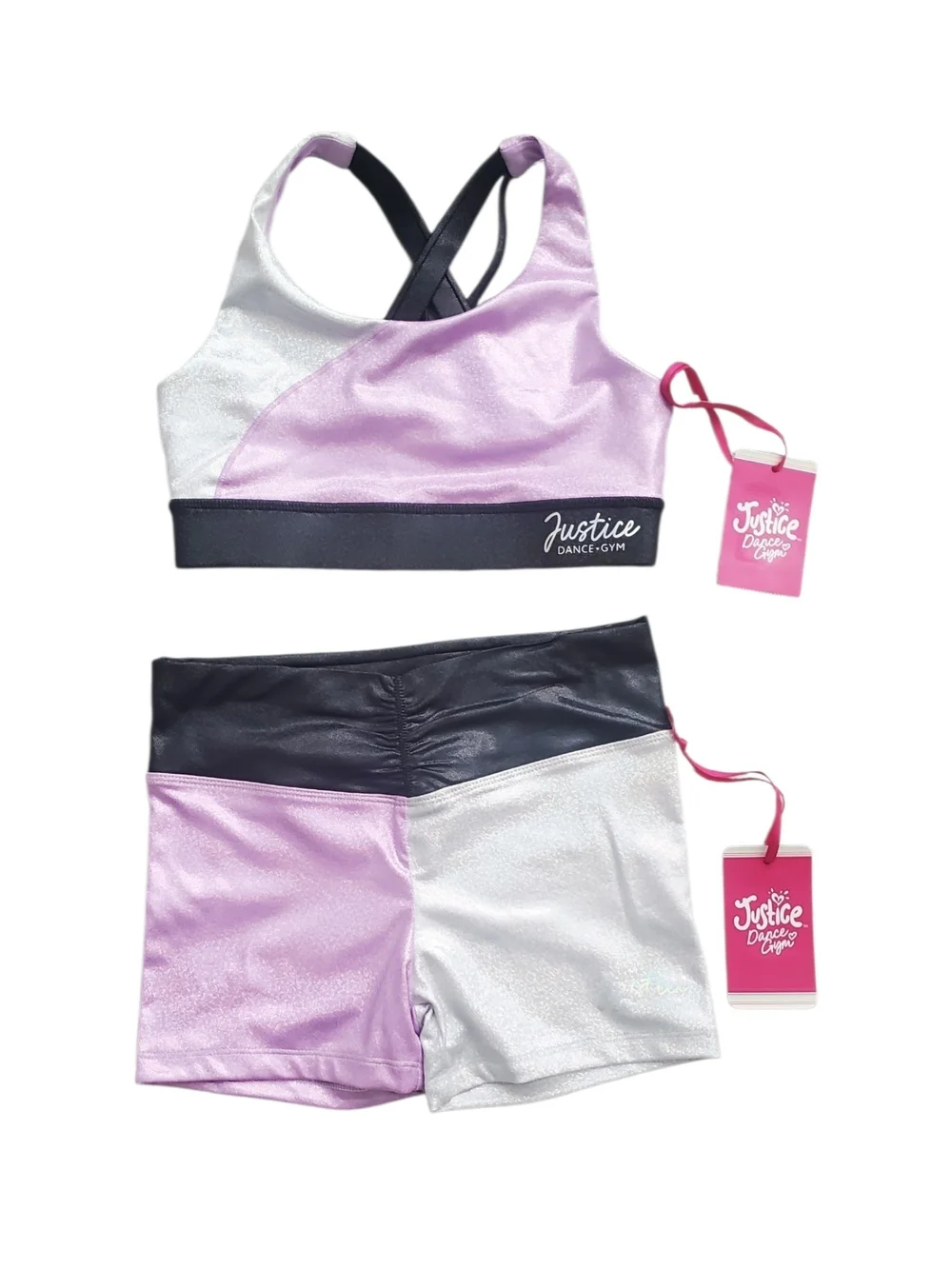 Justice Girls Dance Shorts Set with Black Trim